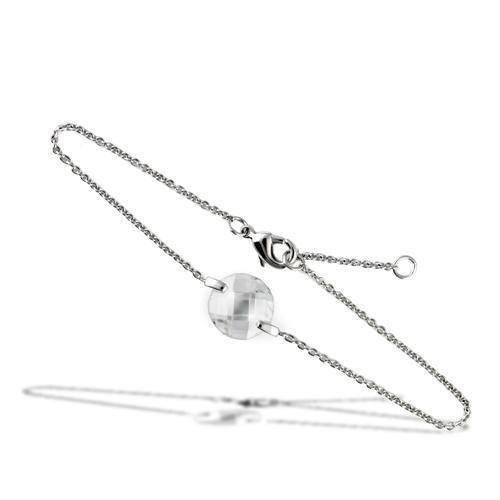 JCE066 Rhodium Brass Bracelet with AAA Grade CZ in Clear