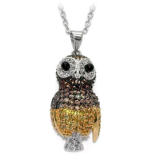 JCE1554 Rhodium+Gold+ Ruthenium Brass Chain Pendant with AAA Grade CZ in Multi Color