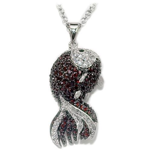 JCE1564 Rhodium + Ruthenium Brass Chain Pendant with AAA Grade CZ in Multi Color