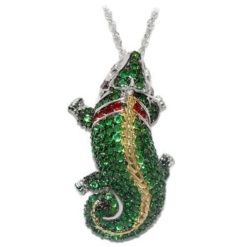 JCE1568 Rhodium+Gold+ Ruthenium Brass Chain Pendant with AAA Grade CZ in Multi Color