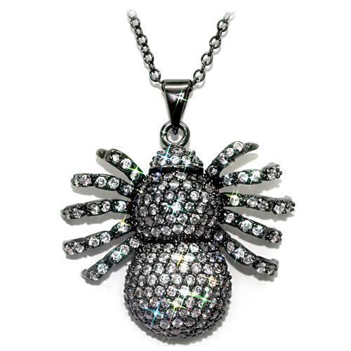 JCE1578 Ruthenium Brass Chain Pendant with AAA Grade CZ in Clear
