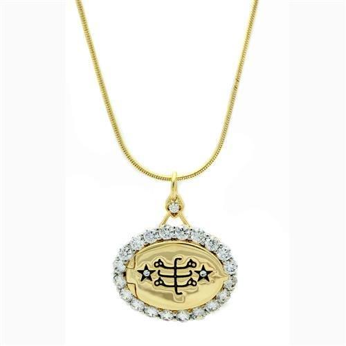 JCE1943 Gold+Rhodium Brass Chain Pendant with AAA Grade CZ in Clear