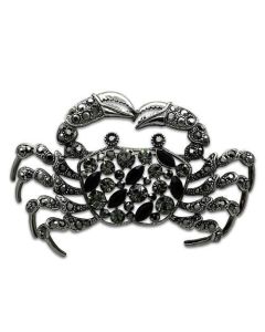 JCE2392 Imitation Rhodium White Metal Brooches with Top Grade Crystal in Jet