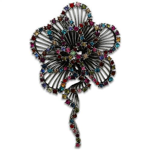 JCE2395 Imitation Rhodium White Metal Brooches with Top Grade Crystal in Multi Color