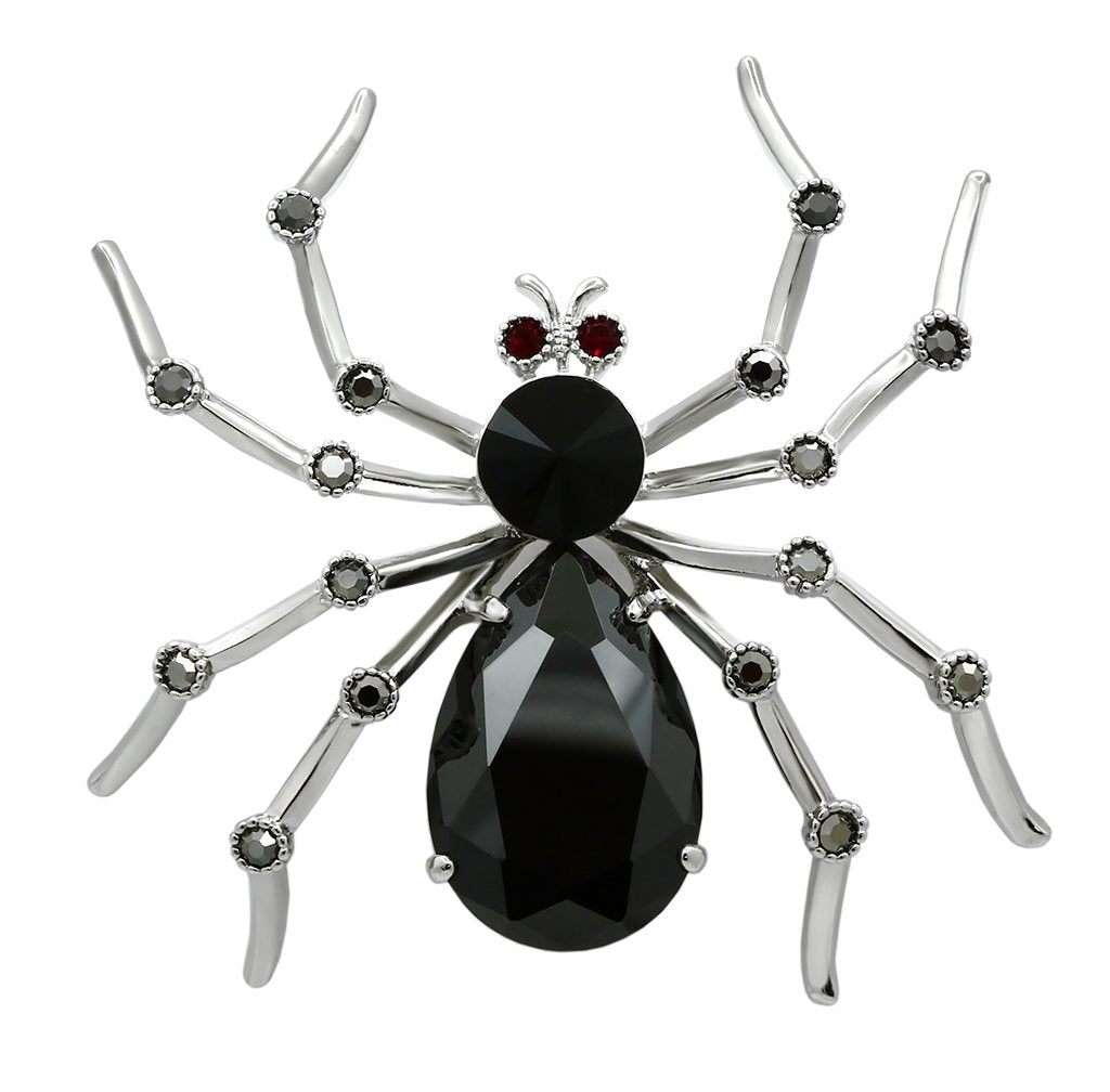 JCE2397 Imitation Rhodium White Metal Brooches with AAA Grade CZ in Jet