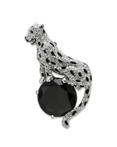 JCE2398 Imitation Rhodium White Metal Brooches with AAA Grade CZ in Jet