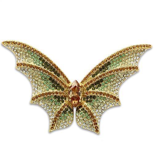 JCE2400 Gold White Metal Brooches with Top Grade Crystal in Multi Color