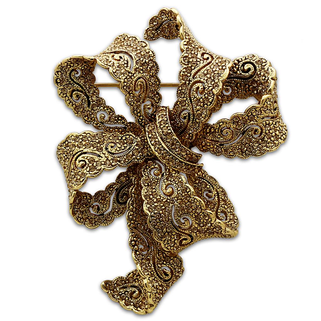 JCE2403 Gold White Metal Brooches with Top Grade Crystal in Citrine Yellow