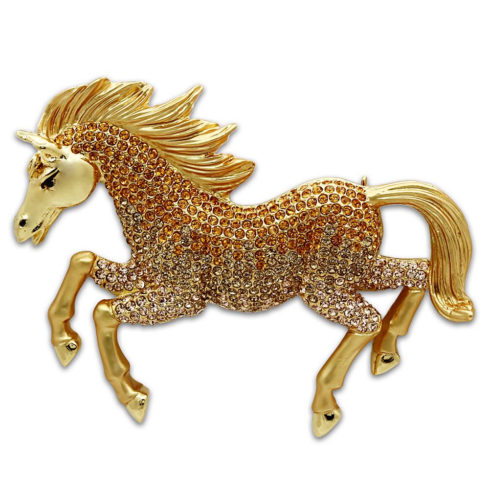 JCE2404 Matte Gold & Gold White Metal Brooches with Top Grade Crystal in Multi Color
