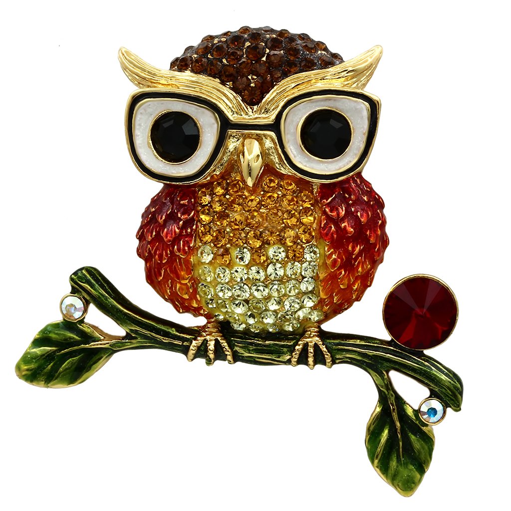 JCE2408 Gold White Metal Brooches with Top Grade Crystal in Multi Color