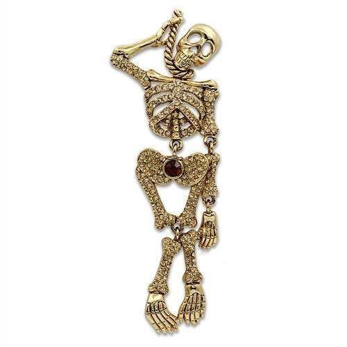 JCE2409 Gold White Metal Brooches with Top Grade Crystal in Multi Color