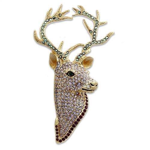 JCE2410 Gold White Metal Brooches with Top Grade Crystal in Multi Color