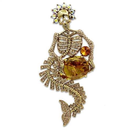 JCE2411 Gold White Metal Brooches with AAA Grade CZ in Topaz
