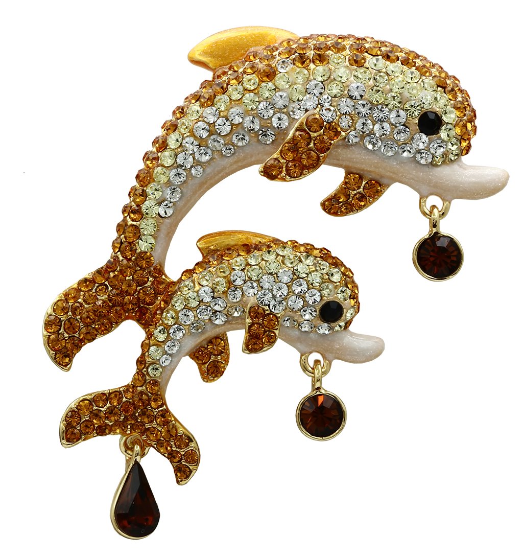 JCE2413 Gold White Metal Brooches with Top Grade Crystal in Multi Color