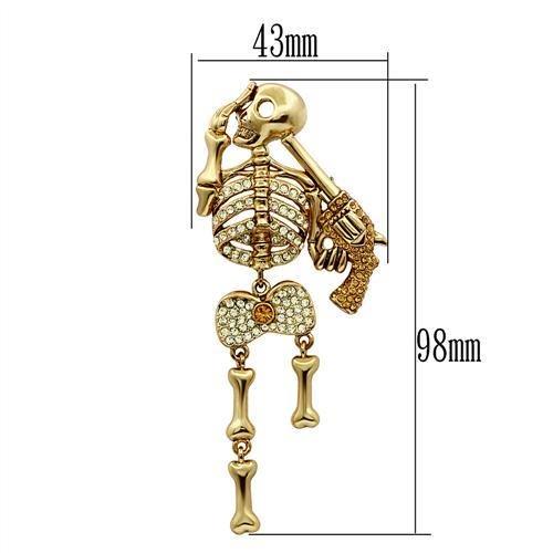 JCE2414 Gold White Metal Brooches with Top Grade Crystal in Multi Color