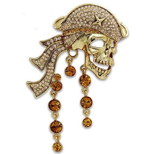 JCE2415 Gold White Metal Brooches with Top Grade Crystal in Multi Color