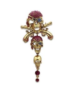 JCE2416 Gold White Metal Brooches with Top Grade Crystal in Multi Color