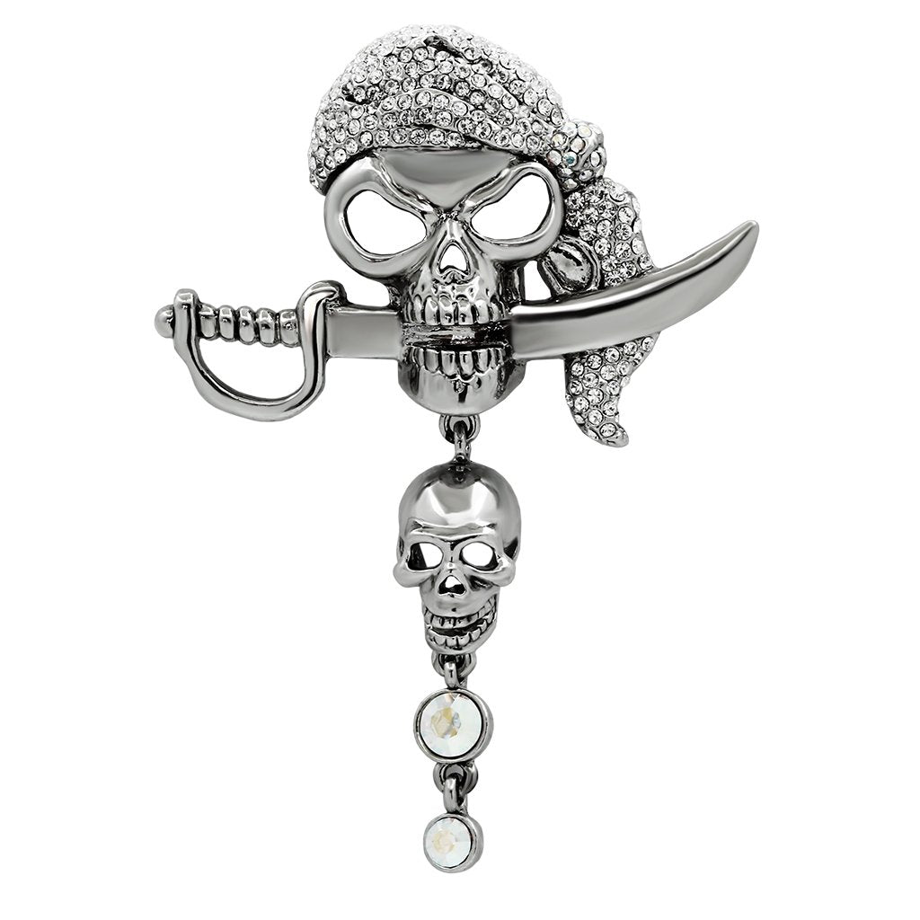 JCE2417 Imitation Rhodium White Metal Brooches with Top Grade Crystal in Aurora Borealis (Rainbow Effect)
