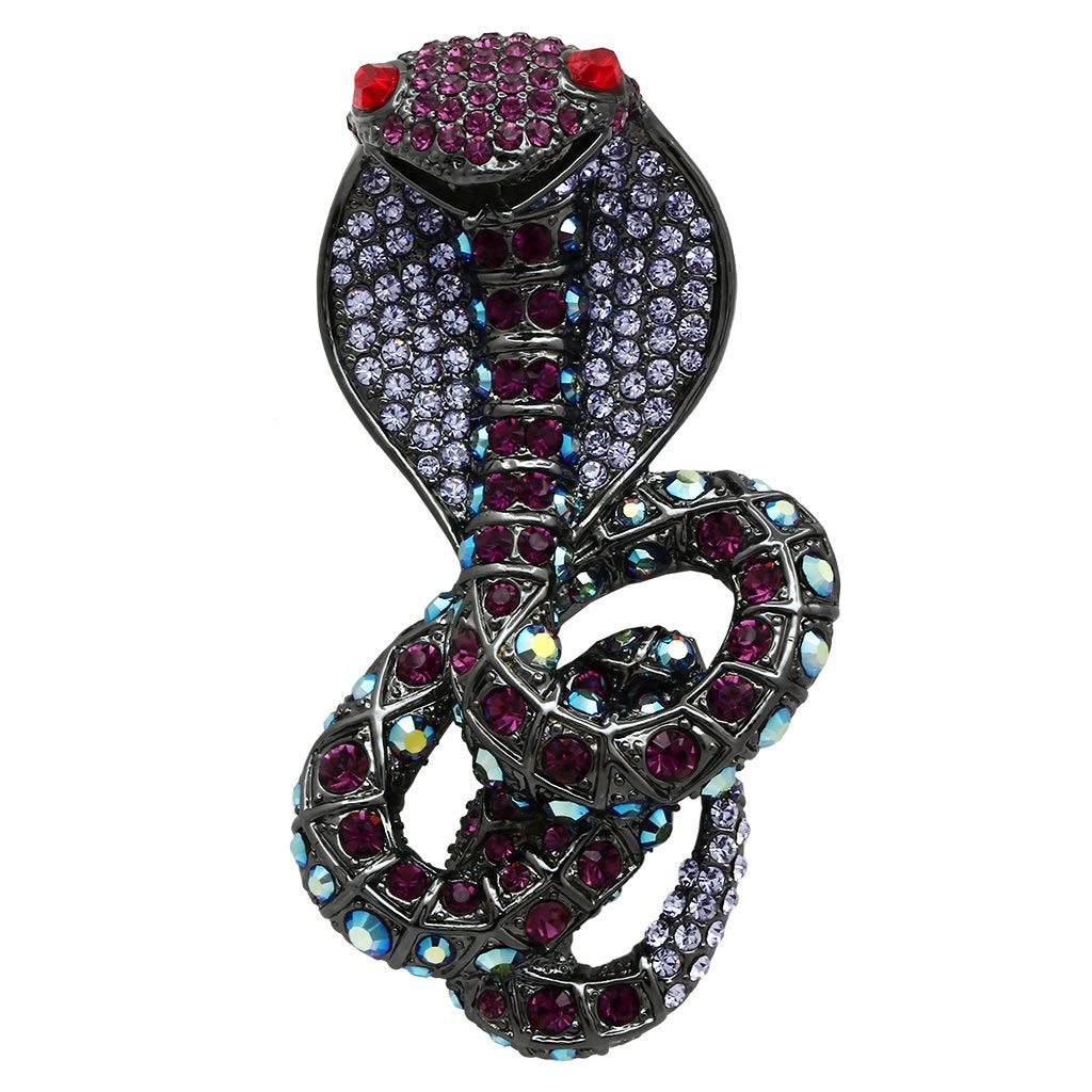 JCE2422 Ruthenium White Metal Brooches with Top Grade Crystal in Multi Color