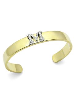JCE2582 Gold+Rhodium White Metal Bangle with Top Grade Crystal in Clear