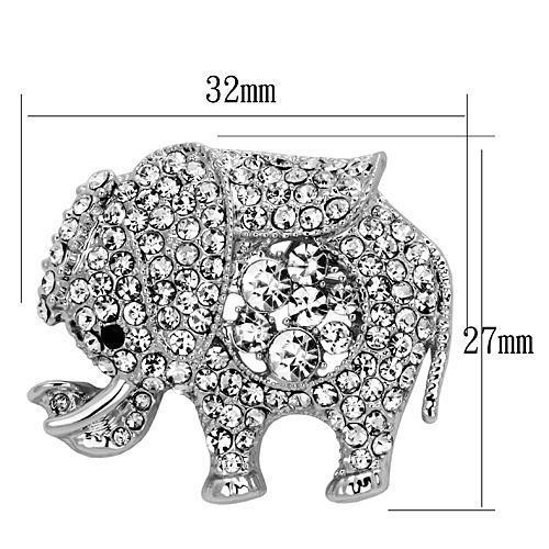 JCE2803 Imitation Rhodium White Metal Brooches with Top Grade Crystal in Clear
