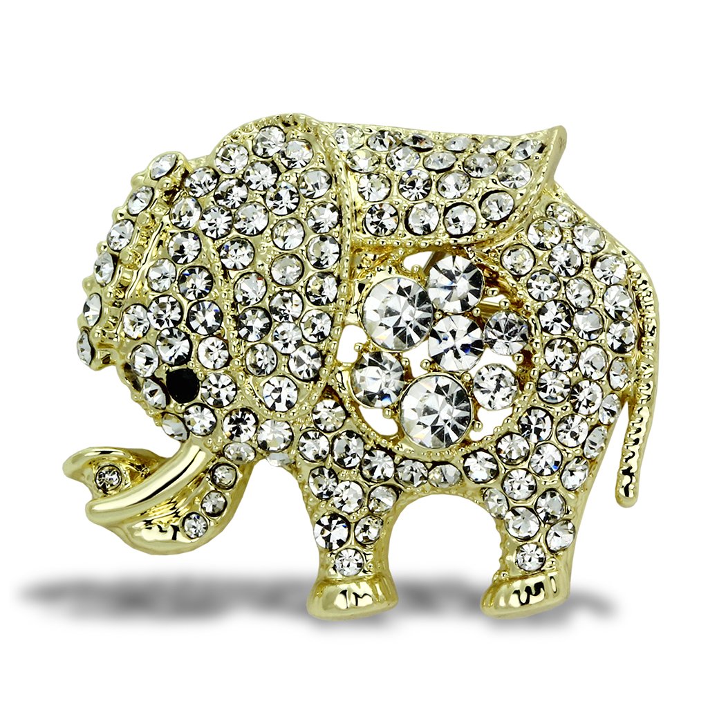 JCE2804 Flash Gold White Metal Brooches with Top Grade Crystal in Clear