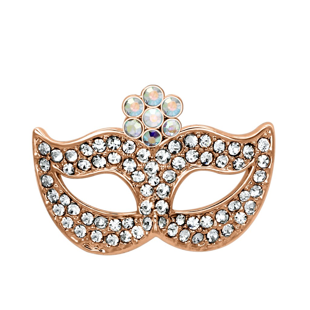 JCE2807 Imitation Rhodium White Metal Brooches with Top Grade Crystal in Aurora Borealis (Rainbow Effect)