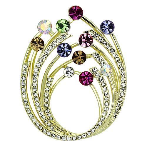 JCE2812 Flash Gold White Metal Brooches with Top Grade Crystal in Multi Color