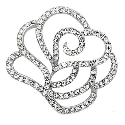 JCE2813 Imitation Rhodium White Metal Brooches with Top Grade Crystal in Clear