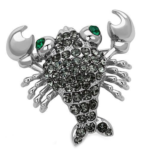 JCE2850 Imitation Rhodium White Metal Brooches with Top Grade Crystal in Emerald