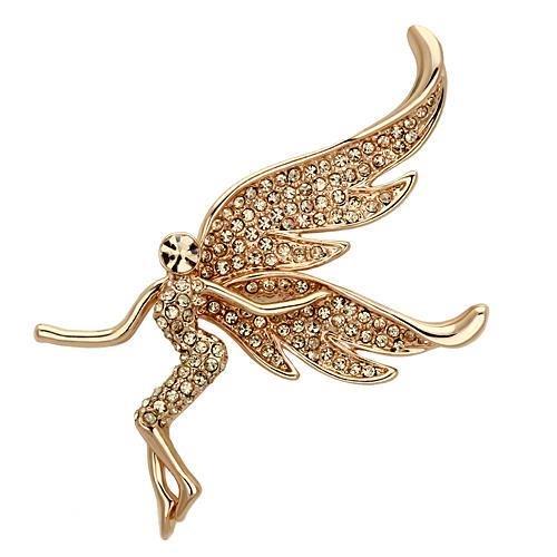 JCE2863 Flash Rose Gold White Metal Brooches with Top Grade Crystal in Champagne