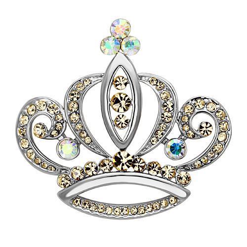 JCE2870 Imitation Rhodium White Metal Brooches with Top Grade Crystal in Multi Color