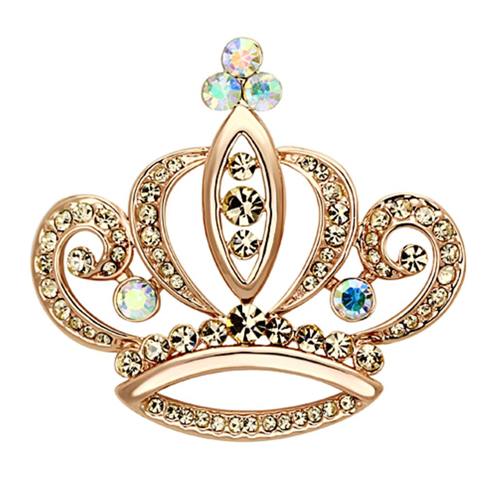 JCE2871 Flash Rose Gold White Metal Brooches with Top Grade Crystal in Multi Color