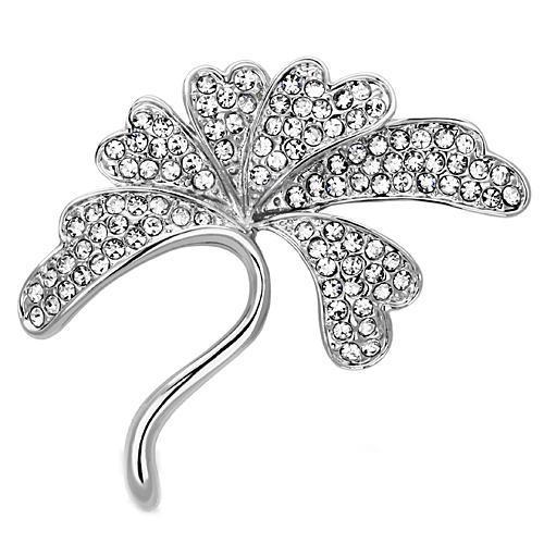 JCE2874 Imitation Rhodium White Metal Brooches with Top Grade Crystal in Clear