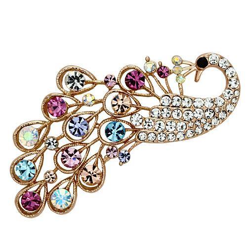 JCE2932 Flash Rose Gold White Metal Brooches with Top Grade Crystal  in Multi Color