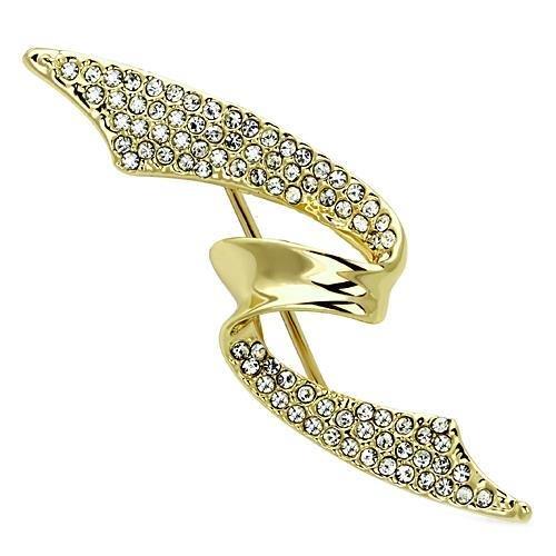 JCE2940 Flash Gold White Metal Brooches with Top Grade Crystal in Clear
