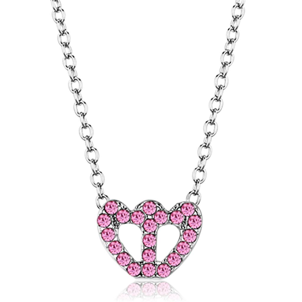 JCE3230 Rhodium Brass Chain Pendant with Top Grade Crystal in Rose