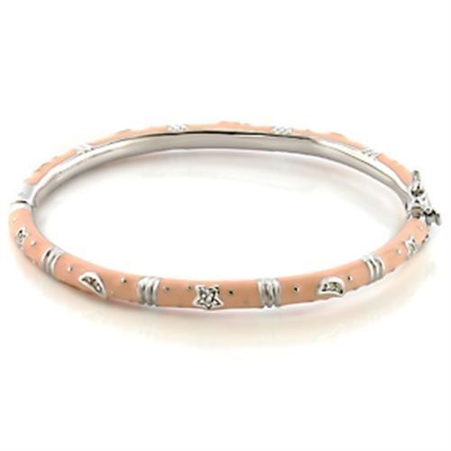 JCE324 Rhodium Brass Bangle with Top Grade Crystal in Clear