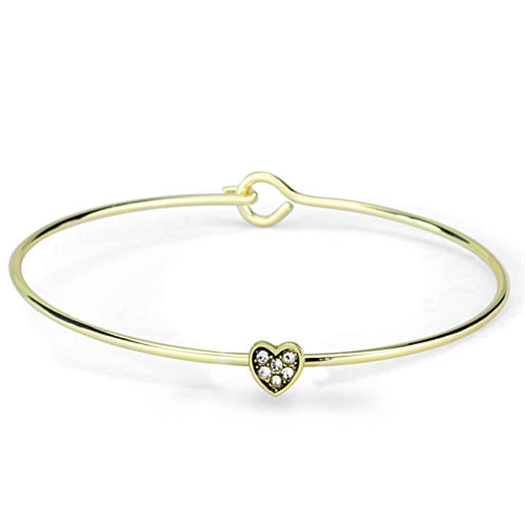 JCE3263 Gold Brass Bangle with Top Grade Crystal in Clear