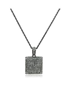 JCE3471 TIN Cobalt Black Brass Chain Pendant with Top Grade Crystal in Black Diamond