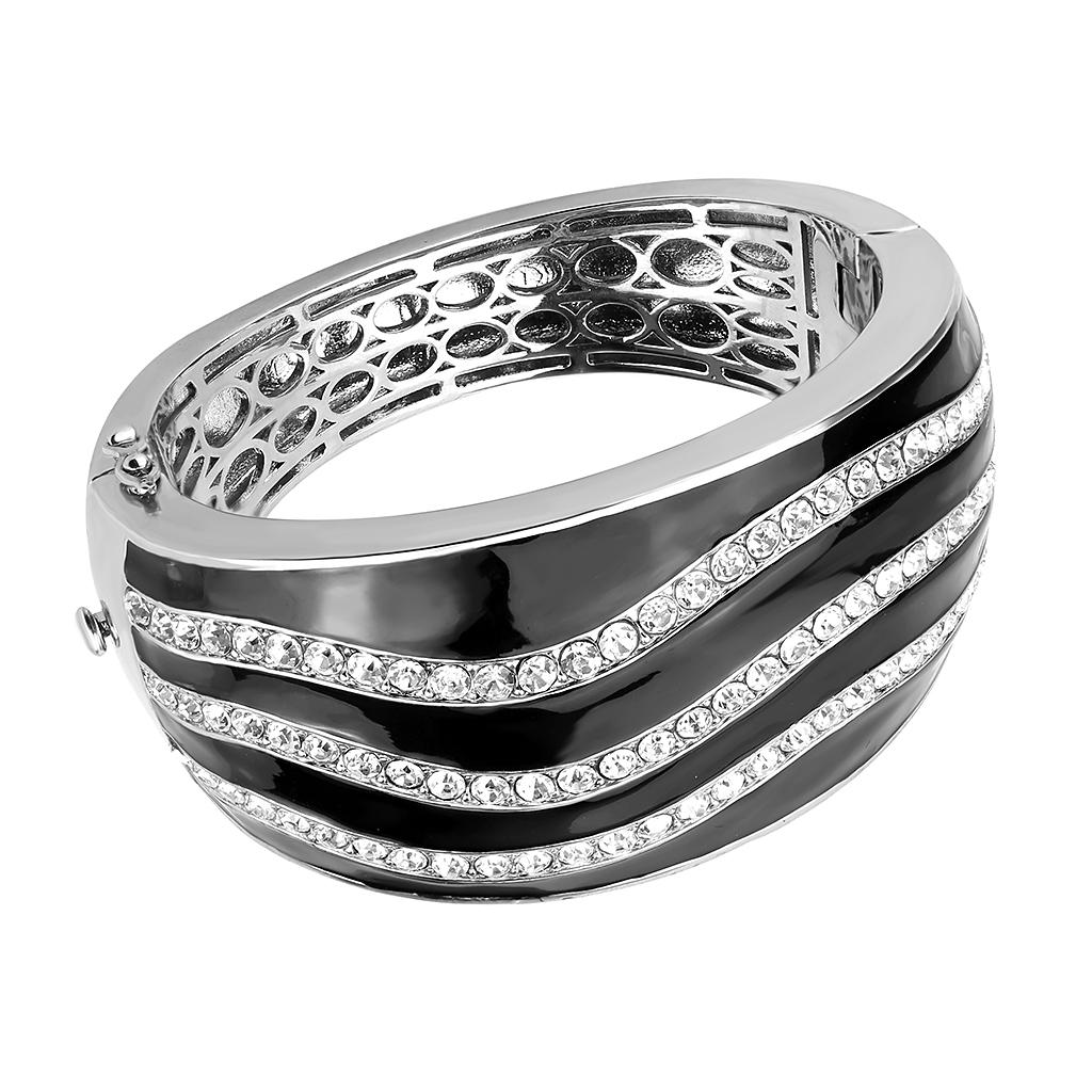 JCE4278 Rhodium Brass Bangle with Top Grade Crystal in Clear