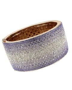 JCE4279 Rose Gold+e-coating Brass Bangle with Top Grade Crystal in Multi Color