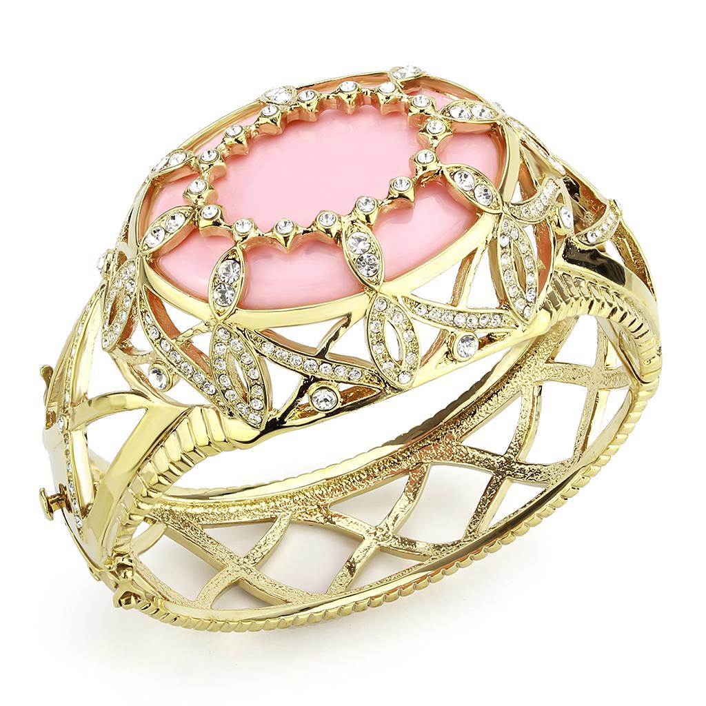 JCE4347 Gold Brass Bangle with Synthetic in Rose