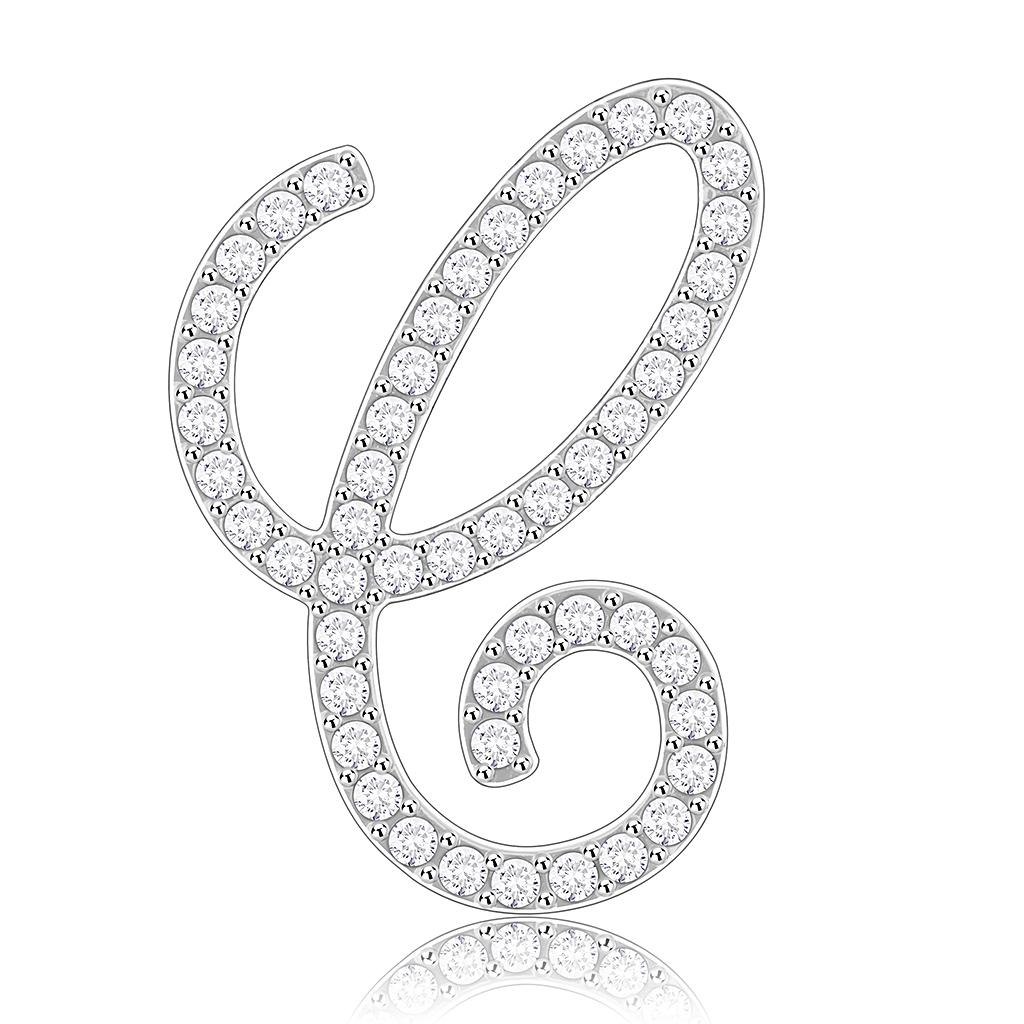 JCE685 Rhodium Brass Brooches with Top Grade Crystal in Clear