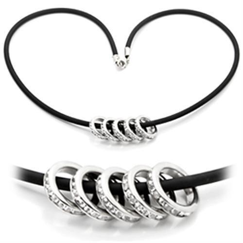 JCE826 Rhodium Brass Chain Pendant with Top Grade Crystal in Clear
