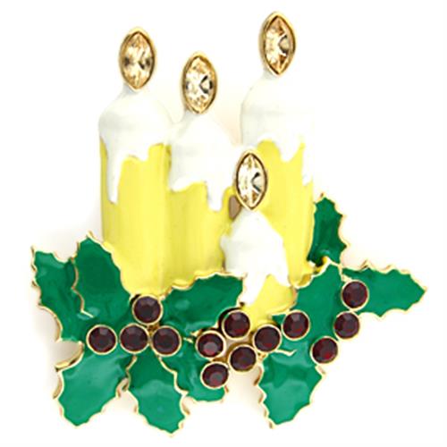 JCE844 Gold White Metal Brooches with Top Grade Crystal in Citrine Yellow