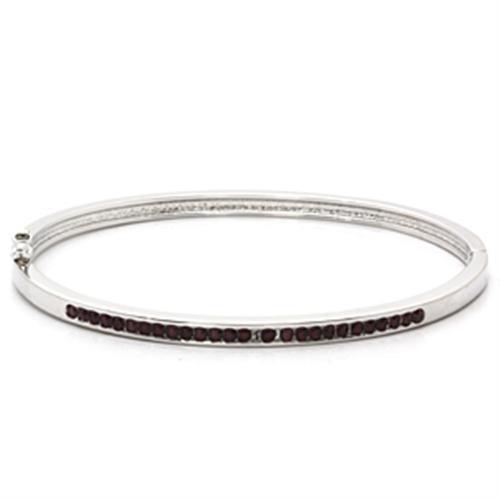 JCE851 Imitation Rhodium Brass Bangle with Top Grade Crystal in Amethyst