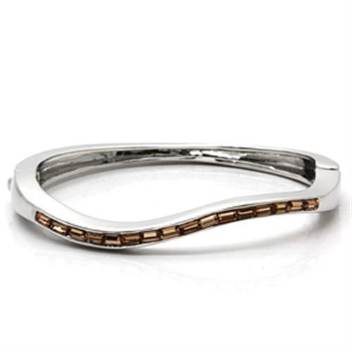 JCE858 Imitation Rhodium Brass Bangle with Top Grade Crystal in Citrine Yellow