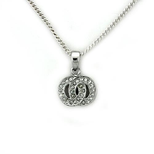 JCEA1163 Rhodium Brass Chain Pendant with Top Grade Crystal in Clear
