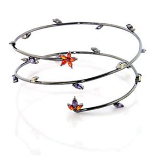 JCEA453 Ruthenium Brass Arm Loop with AAA Grade CZ in Multi Color-Default Title